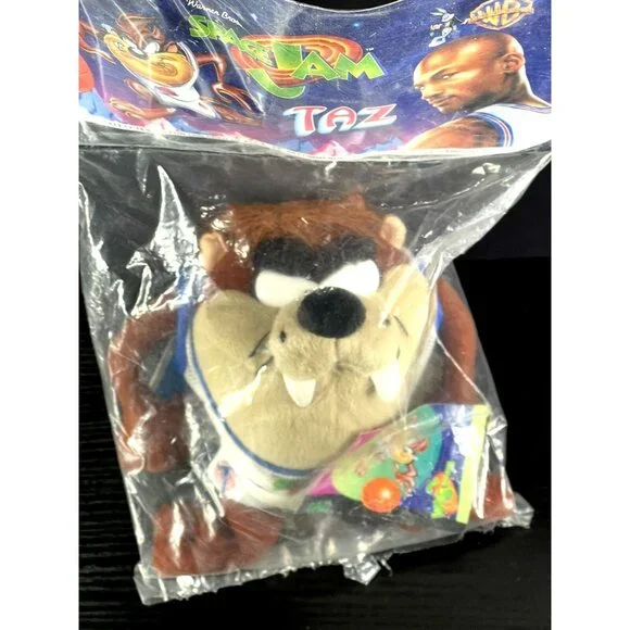 Vintage 1996 Warner Bros. Space Jam Plush Set Featuring Taz & Daffy Duck In Orig - Picture 4 of 5